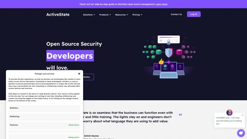 Homepage of ActiveState