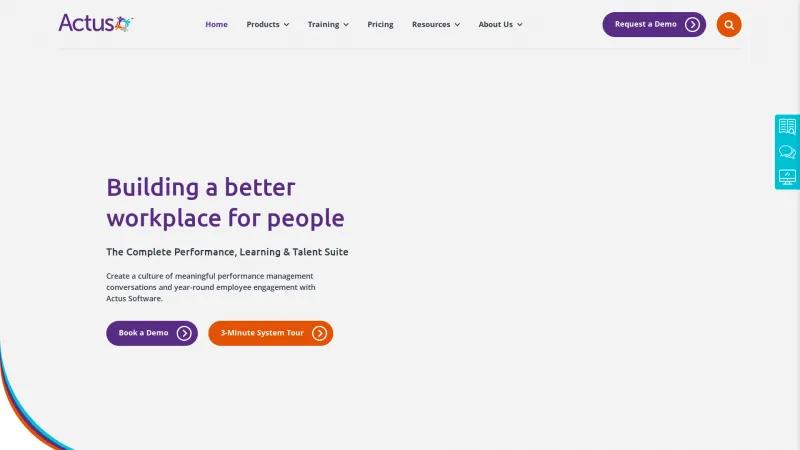 Enhance Workplace Performance with Actus Performance and Talent Management Software Homepage of Actus