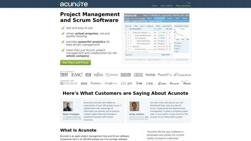 Homepage of Acunote