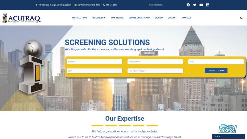 Homepage of Acutraq