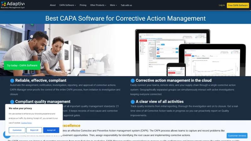 Homepage of CAPA Manager