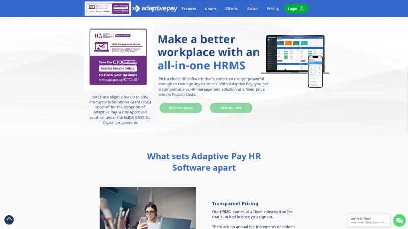 Homepage of Adaptive Pay