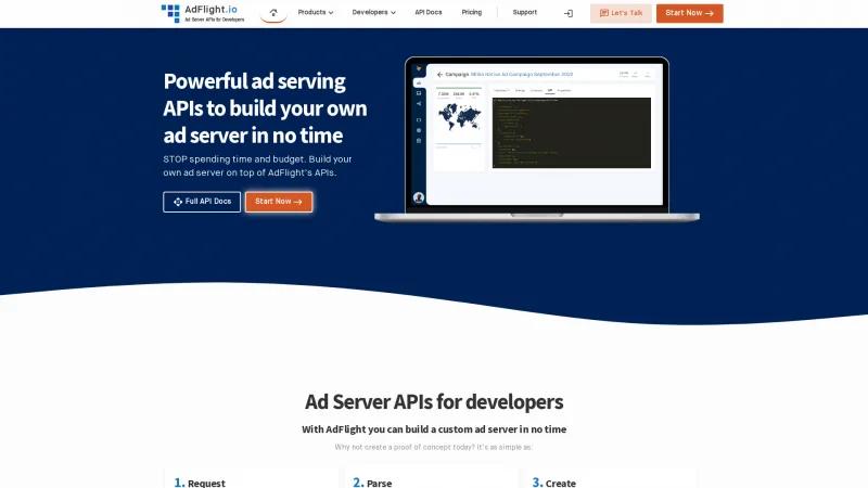 Homepage of AdFlight