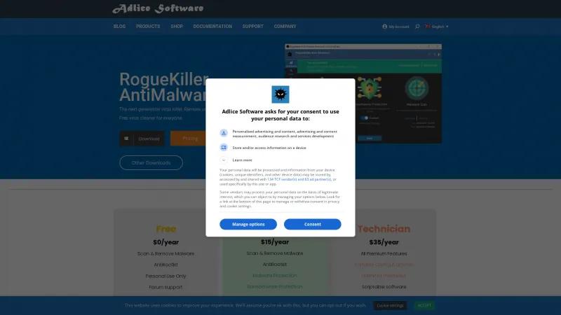 Homepage of RogueKiller