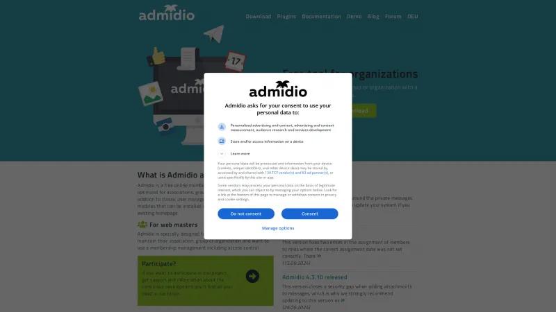 Homepage of Admidio