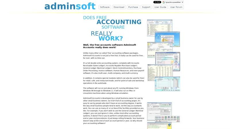 Homepage of Adminsoft Accounts