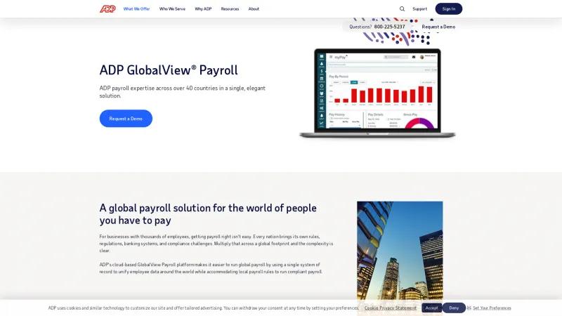 Homepage of ADP GlobalView