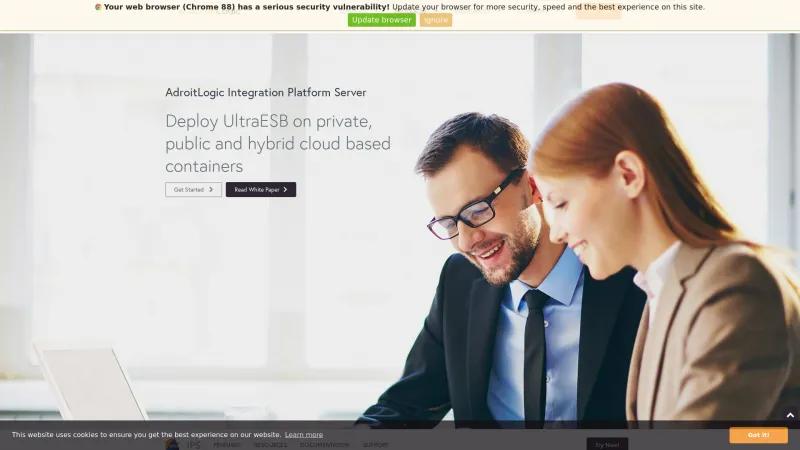 Homepage of AdroitLogic Integration Platform Server (IPS)