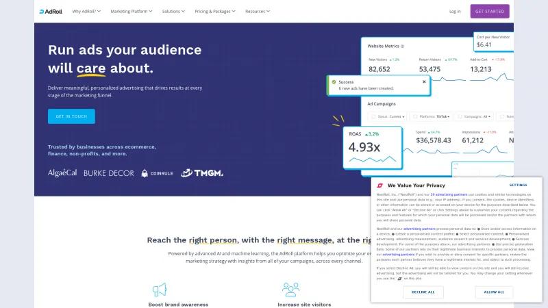 Homepage of AdRoll