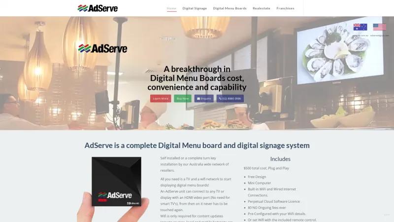 Homepage of AdServe