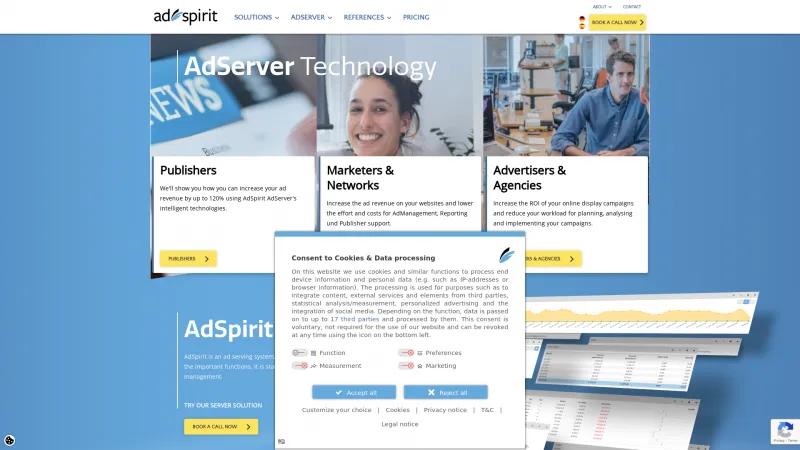 Homepage of AdSpirit AdServer