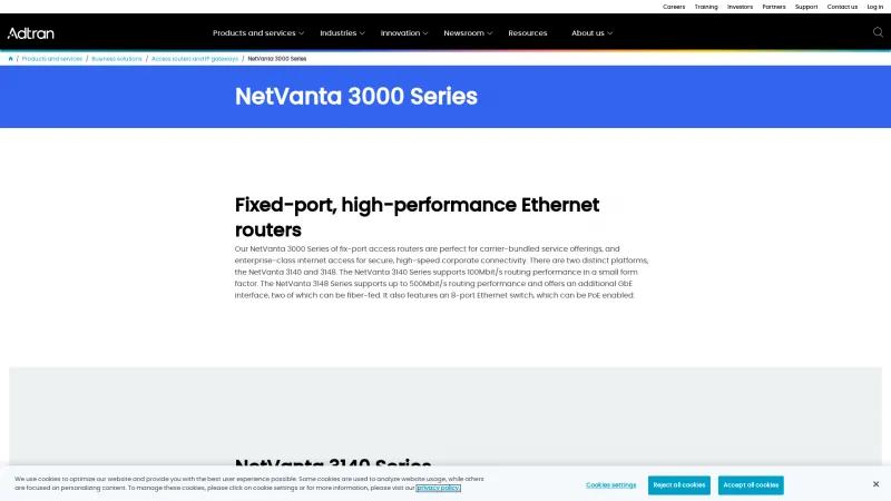 Homepage of Adtran NetVanta 3000 Series