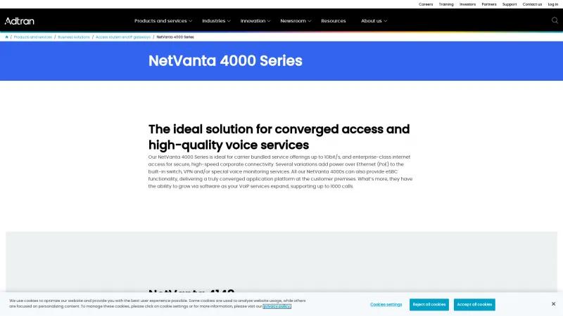 Homepage of Adtran NetVanta 4000 Series