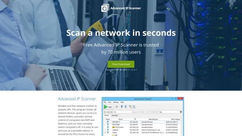 Homepage of Advanced IP Scanner