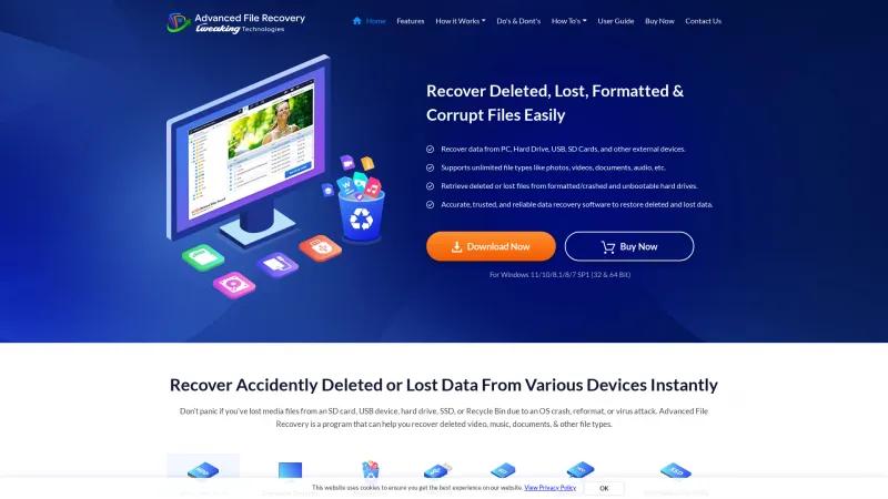 Homepage of Advanced File Recovery