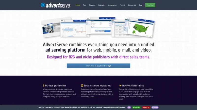 Homepage of AdvertServe