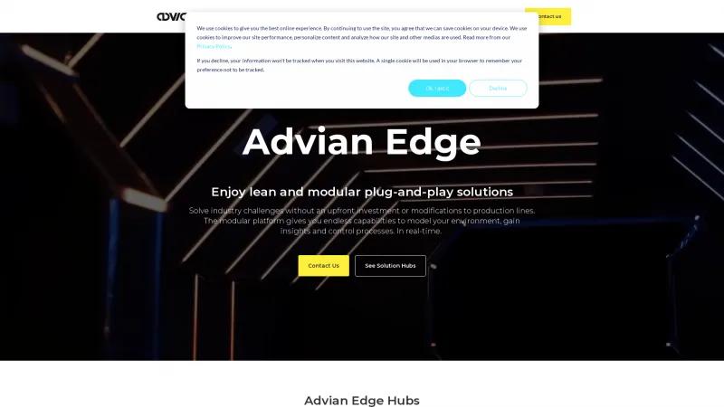 Homepage of Advian EdgeAI