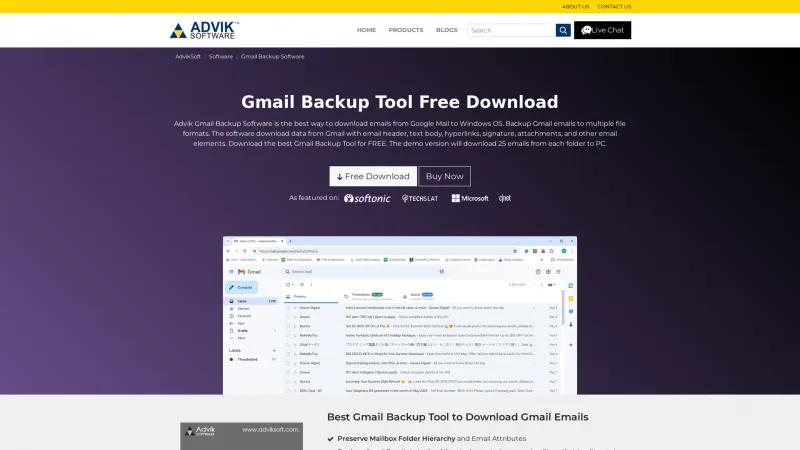 Homepage of Advik Gmail Backup Tool