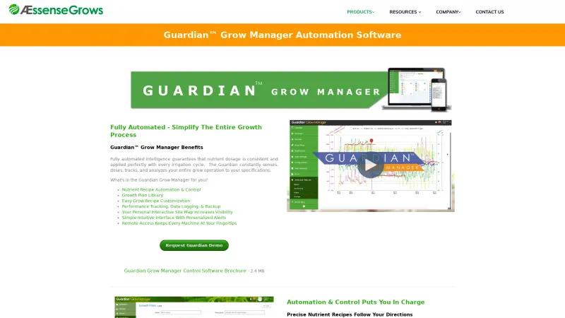 Homepage of Guardian Grow Manager