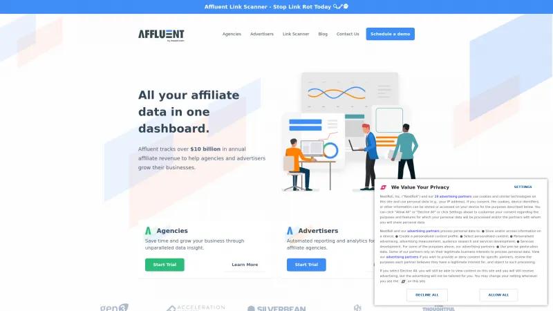 Optimize Your Affiliate Marketing with Affluent's Innovative Dashboard for Agencies and Advertisers Homepage of Affluent