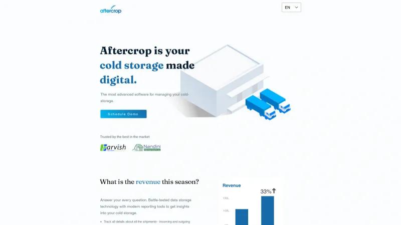 Homepage of Aftercrop