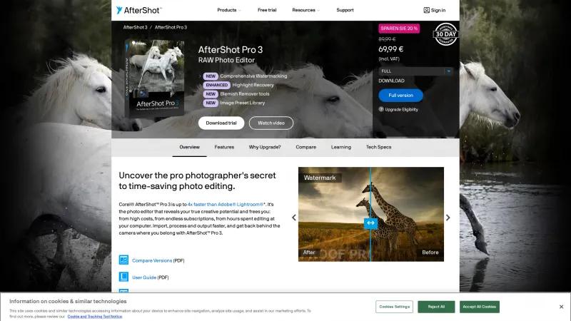 Homepage of Corel AfterShot Pro