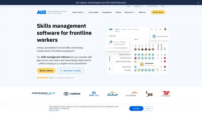 Homepage of AG5 Skills Intelligence