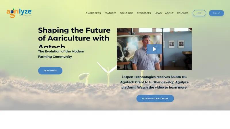 Homepage of Agrilyze