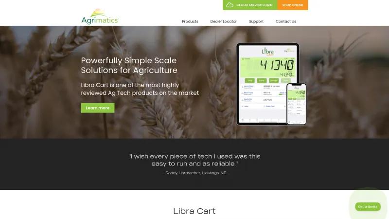 Homepage of Agrimatics Libra