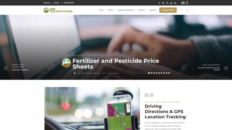 Homepage of Agri Tracking Systems