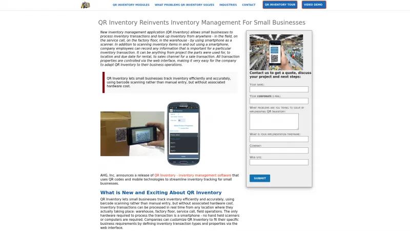 Homepage of QR Inventory