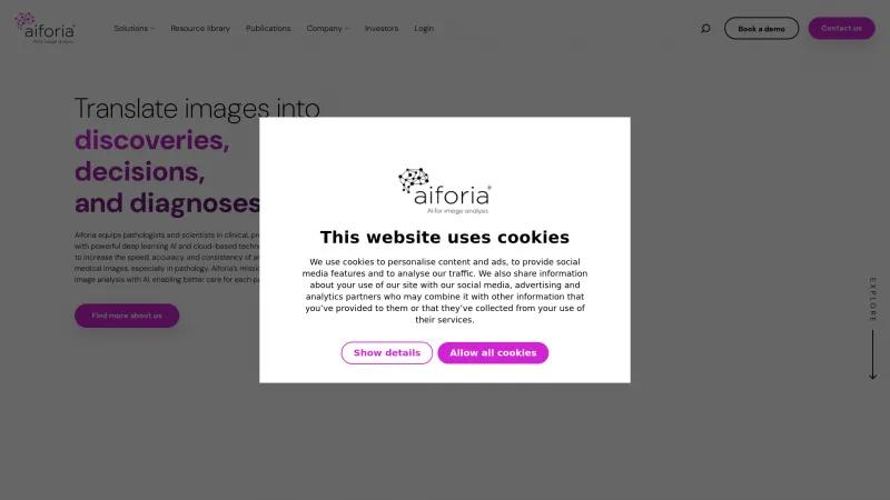 Homepage of Aiforia