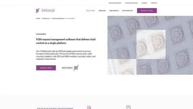 Homepage of FOIAXpress