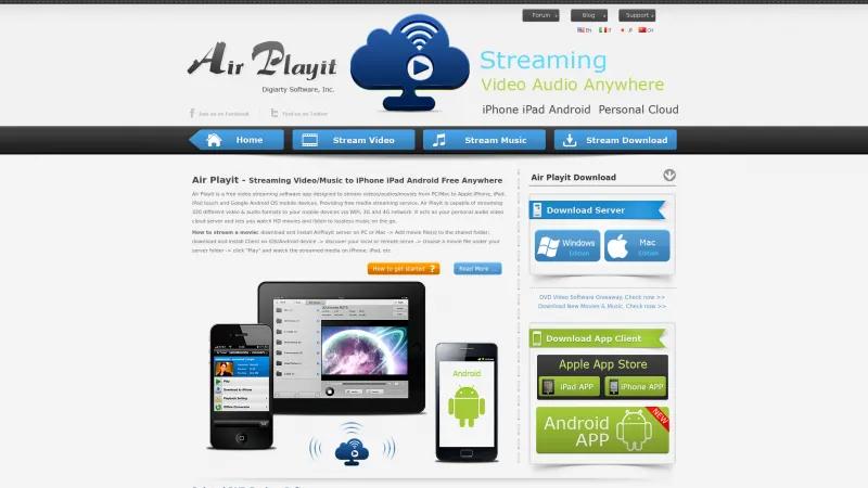 Homepage of Air Playit