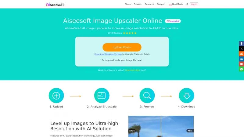 Homepage of Aiseesoft Image Upscaler