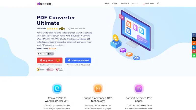 Homepage of Aiseesoft PDF Converter Ultimate