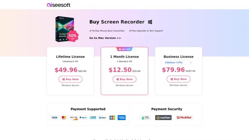 Homepage of Aiseesoft Screen Recorder