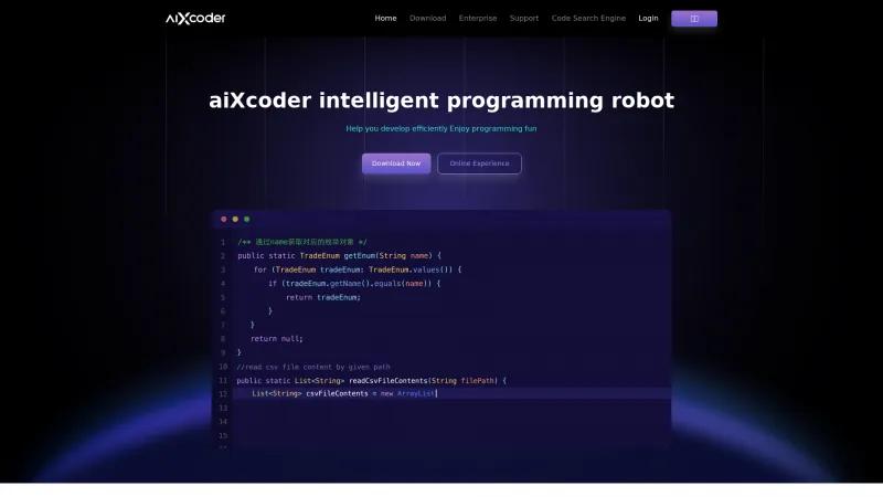 Homepage of AiXcoder