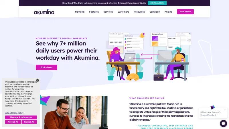 Homepage of Akumina