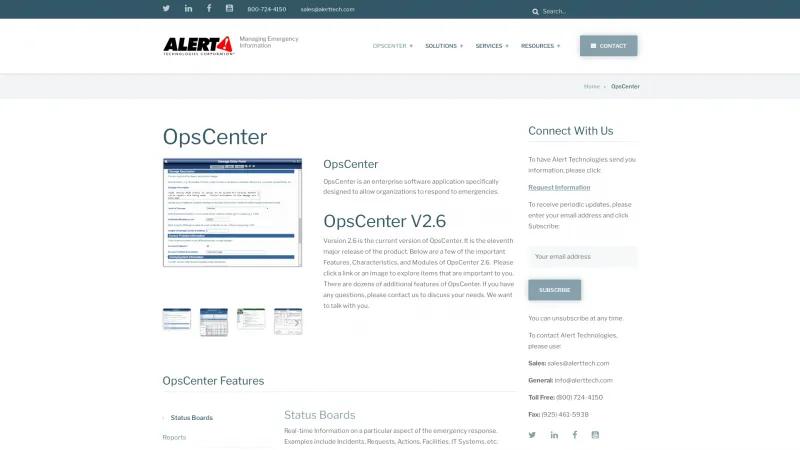 Homepage of OpsCenter