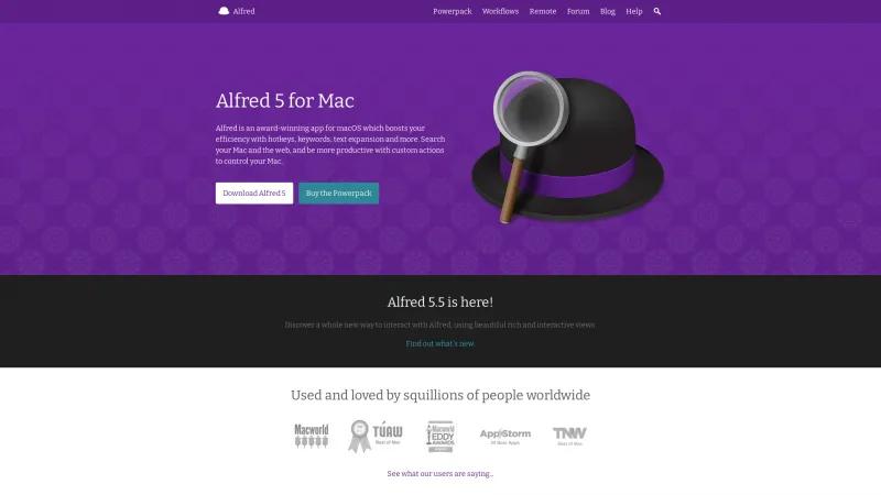 Homepage of Alfred