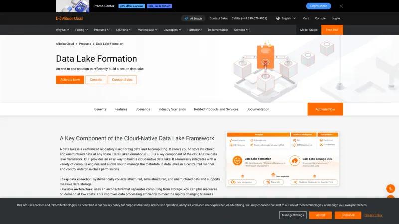 Homepage of Alibaba Cloud Data Lake Formation