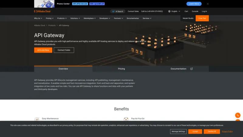 Homepage of Alibaba Cloud API Gateway