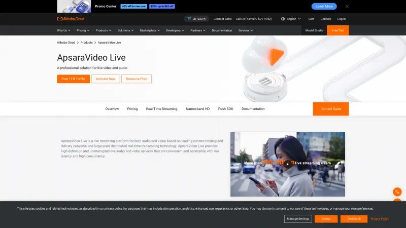 Homepage of ApsaraVideo Live