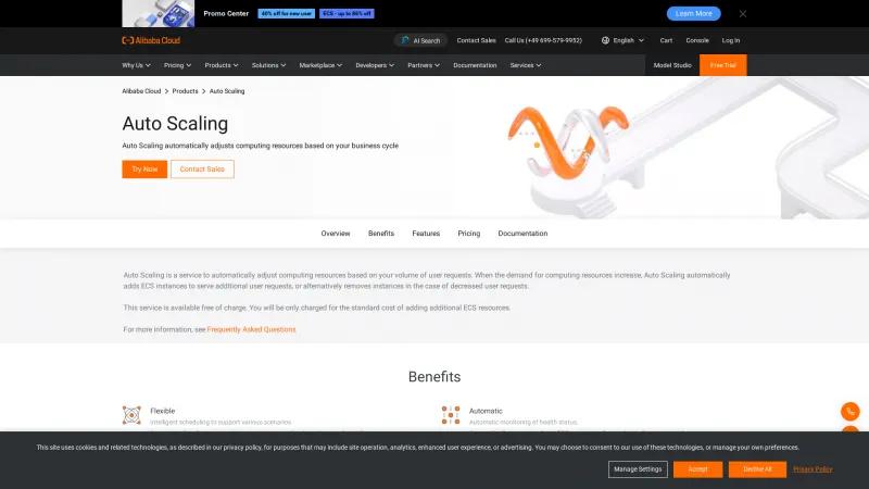 Homepage of Alibaba Auto Scaling