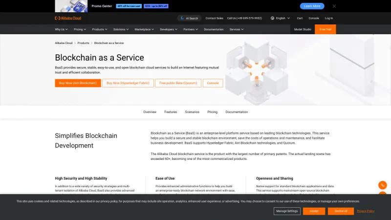 Homepage of Alibaba Cloud Blockchain as a Service