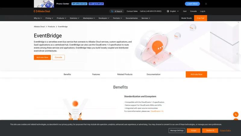 Homepage of Alibaba Cloud EventBridge