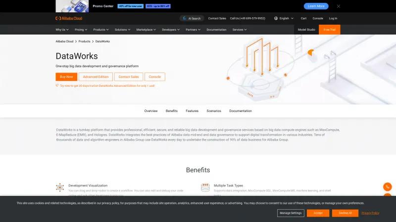 Homepage of DataWorks