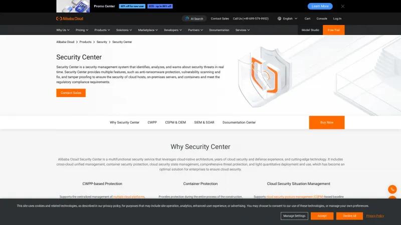 Homepage of Alibaba Cloud Security Center