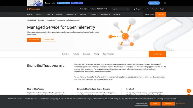 Homepage of Alibaba Cloud Tracing Analysis